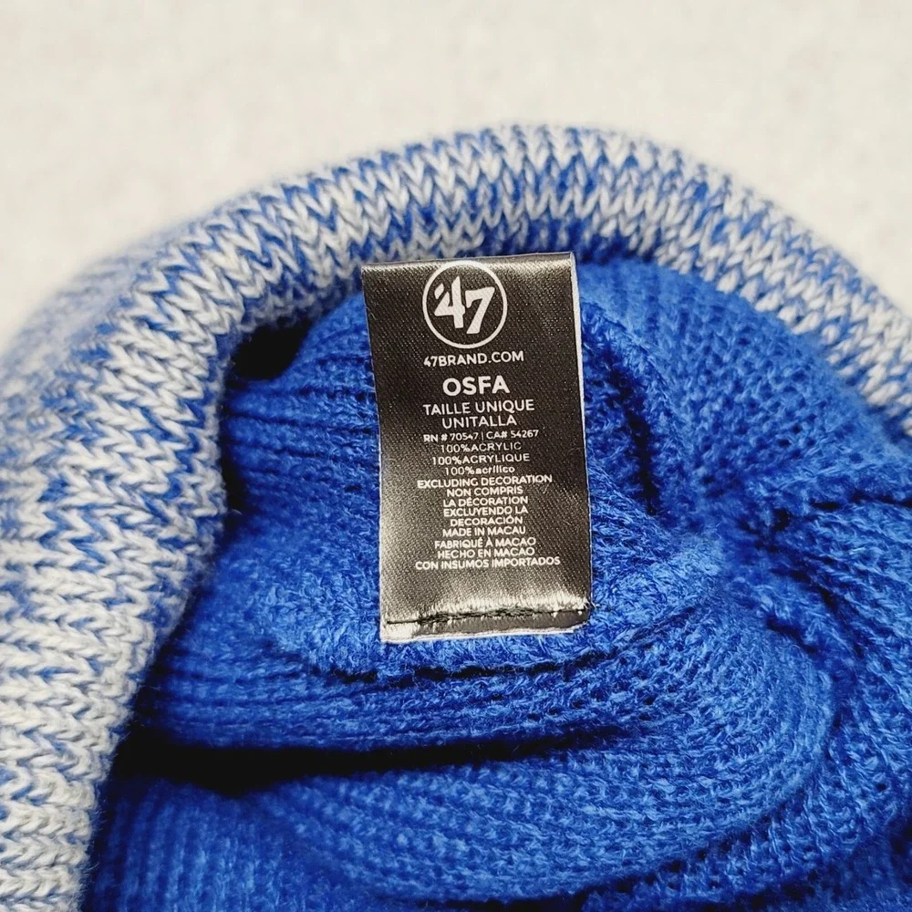 47 Brand Indianapolis Colts‎ Logo NFL Beanie Cuffed Knit Blue White Hat Cap Pom
